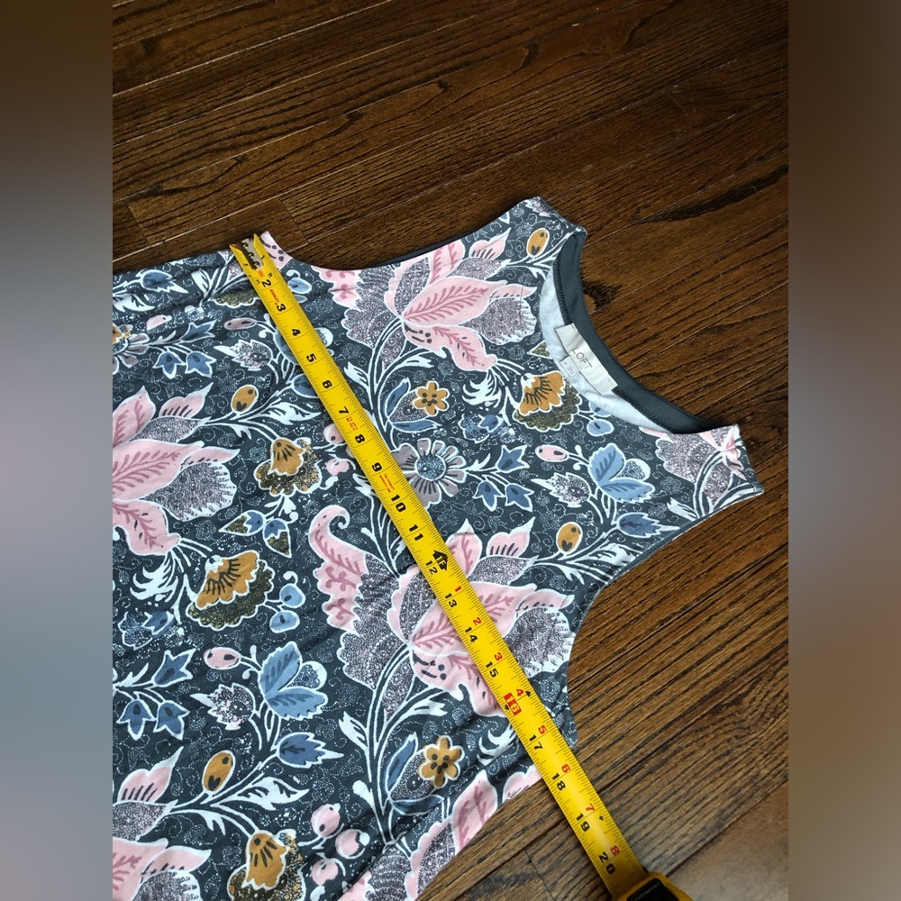 LOFT Women’s M Gray/Blue/Pink Floral Sleeveless Flowing A-Line Sun Dress - EUC! - Picture 5 of 9